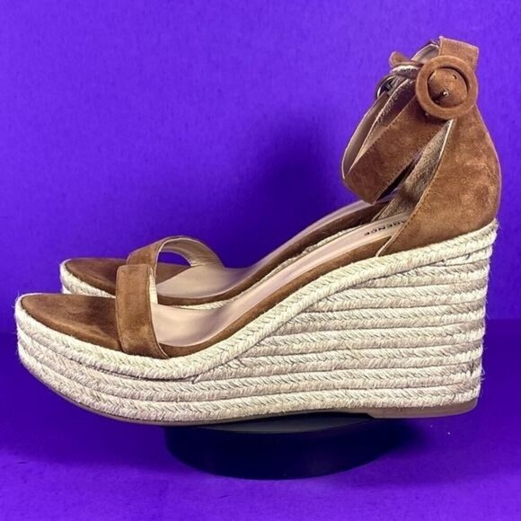 L'AGENCE Women's Brown Elysee Women's Brown Platform Suede Wedge Espadrilles 11 - Picture 3 of 10